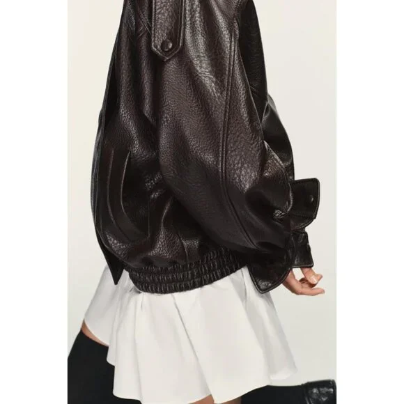 ZARA FAUX LEATHER JACKET - Picture 5 of 8